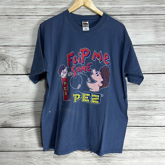 Vintage 1996 PEZ Flip Me Some PEZ Fruit Of The Loom Heavy Tee Shirt XL